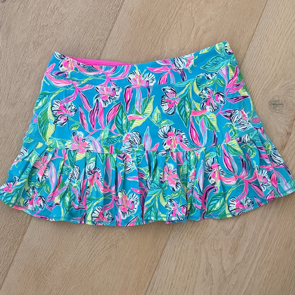 Lilly Pulitzer Blue and Pink Floral Mini Skirt